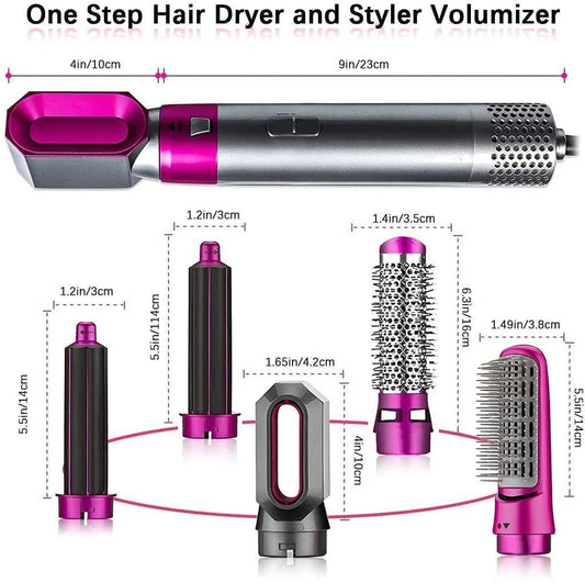 5-in-1 Hair Styler & Curler with Hot Air Comb